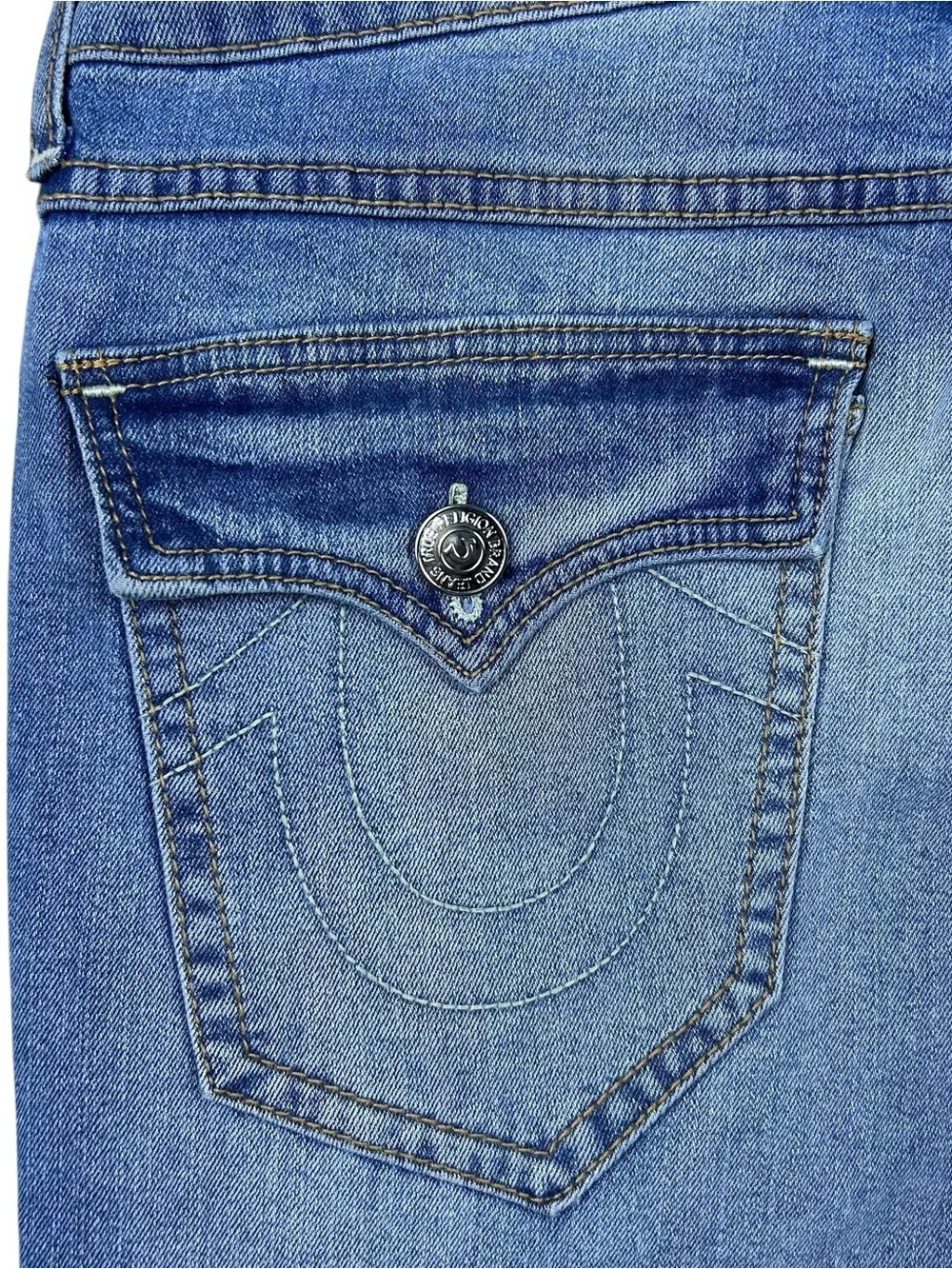 True Religion Mens Ricky Relaxed Straight Flap Pocket Super T Jeans 29x32 Y2K